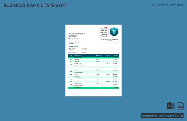 Beispiel eines Kontoauszugs der Banque Saudi Fransi (Word- und PDF-Datei)